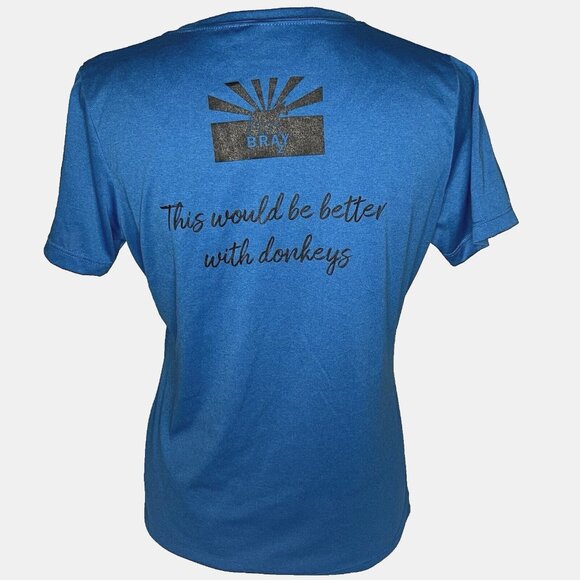 Donkey Womens sz M Tee Shirt Bright Blue Brayz Restaurant Hazel Park MI - Picture 3 of 7